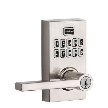 Kwikset Kwikset: Halifax SmartKey Single Cylinder Keypad Entry Door Lever Set Satin Nickel Finish KWS-917HFL-CNT-15-SMT